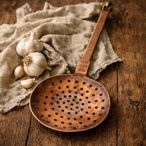 Vintage Copper Skimmer 21” Rustic Farmhouse Kitchen Decor